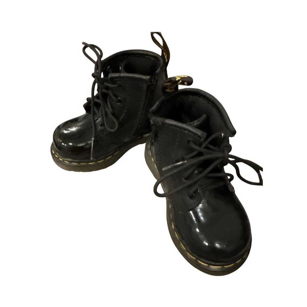 Dr. Martens Brooklee Patent Leather Combat Boots Toddler Sz 5 Black Grunge Ankle